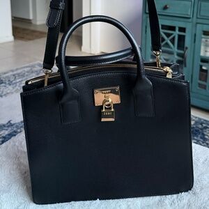 DKNY tote medium Black with crossbody strap-Gold Hardware